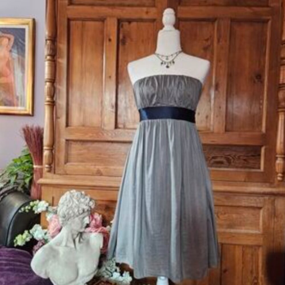 Gap Gray Silk Blend Strapless Tube Dress Size 8